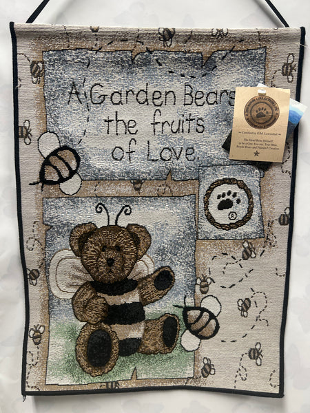 Boyds Bear Tapestry Wall Hanging -Garden