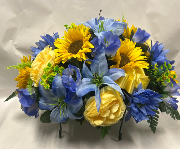 Artificial Stone Saddle - Royal Blue, Light Blue and Yellow