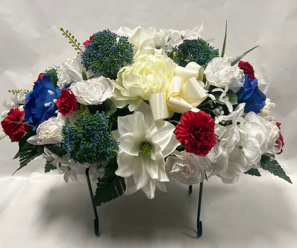 Artificial Stone Saddle - White, Blue and Red