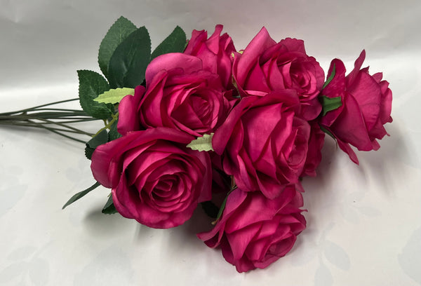 Artificial Rose Bush -Fuchsia