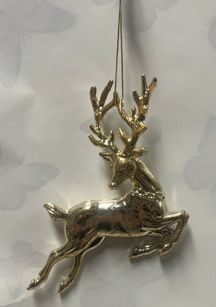Gold Deer Tree Ornament -Jumping