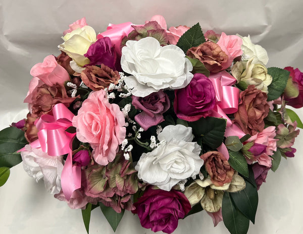 Artificial Stone Saddle - Light Pink, Fuchsia, Cream, White and Dusty Rose