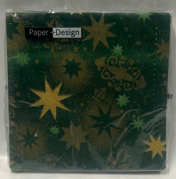 Luncheon Napkin -Stars All Over -Forest Green