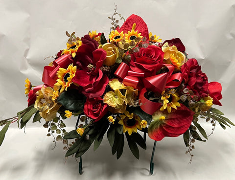 Artificial Stone Saddle -Red, Yellow, Taupe and Golden Yellow
