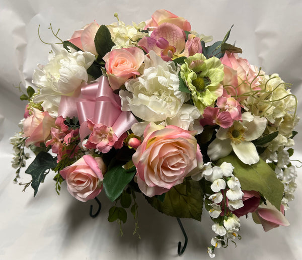 Artificial Stone Saddle - Peach/ Pink, Rose/Pink, Cream, Light Green and White