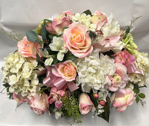Artificial Stone Saddle - Peach/ Pink, Rose/Pink, Cream, Light Green and White
