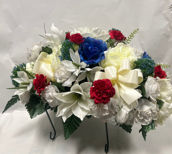 Artificial Stone Saddle - White, Blue and Red
