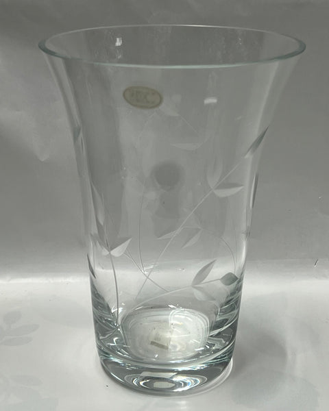 Leaf Etched Glass Vase