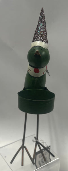 Metal Bird Tea Light Candle Holder -Green