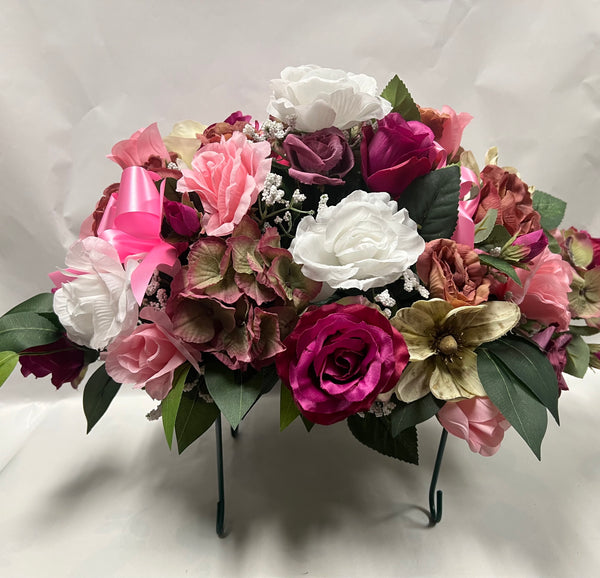 Artificial Stone Saddle - Light Pink, Fuchsia, Cream, White and Dusty Rose