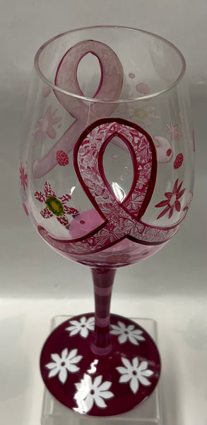 Pink Ribbon Wineglass
