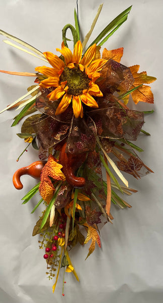 Sunflower / Gourd Swag -Maple Leaf Bow