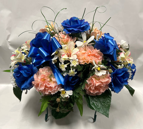 Artificial Stone Saddle -Dark Blue, Peach and White