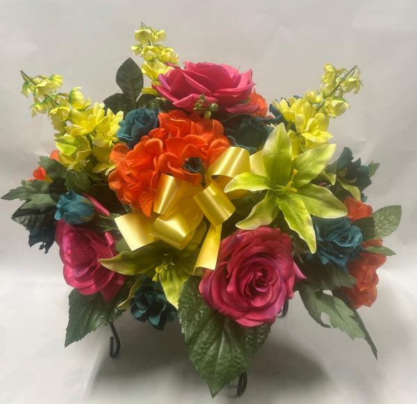 Artificial Stone Saddle -Yellow, Teal, Hot Pink, Orange and Lime Green