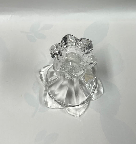 Glass Flower Taper Candle Holder