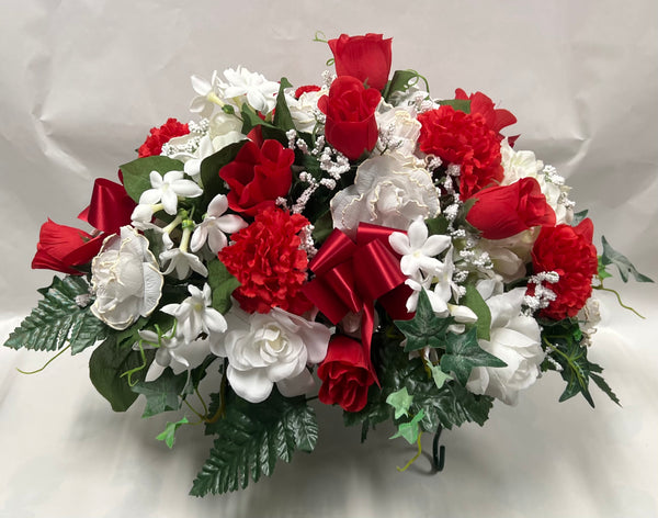 Artificial Stone Saddle -White and Red