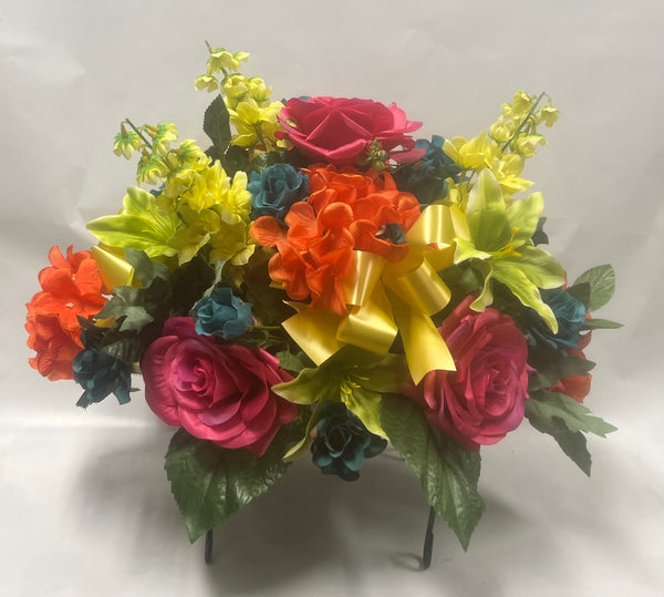 Artificial Stone Saddle -Yellow, Teal, Hot Pink, Orange and Lime Green