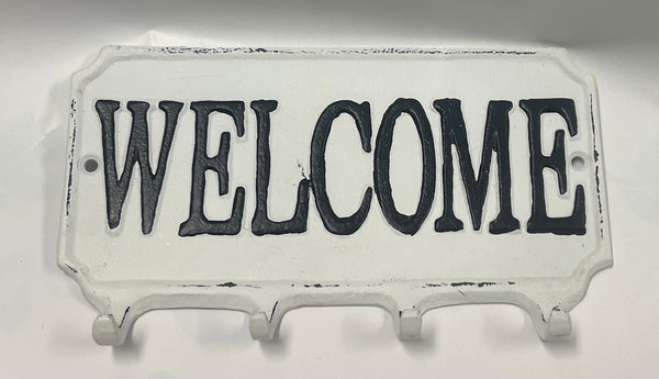 Small Metal Welcome Sign With Hooks