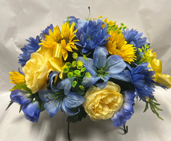 Artificial Stone Saddle - Royal Blue, Light Blue and Yellow
