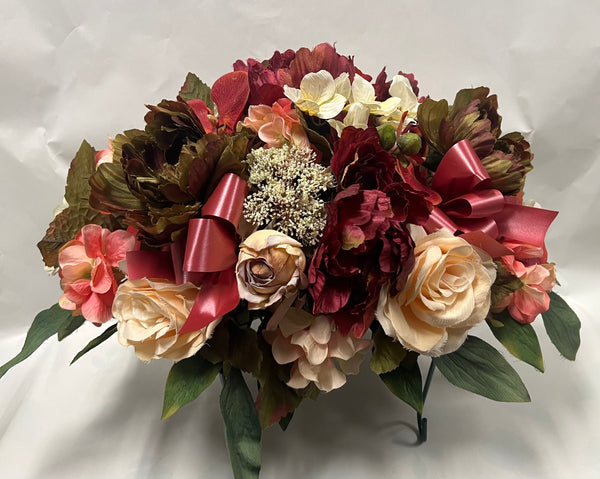 Artificial Stone Saddle - Ivory, Burgundy, Peach, Burnt Orange and Olive Green