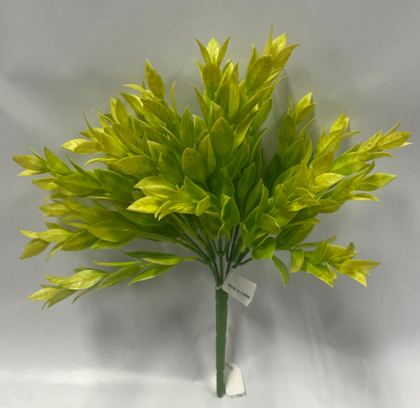 Plastic Ruscus Bush -Yellow / Green