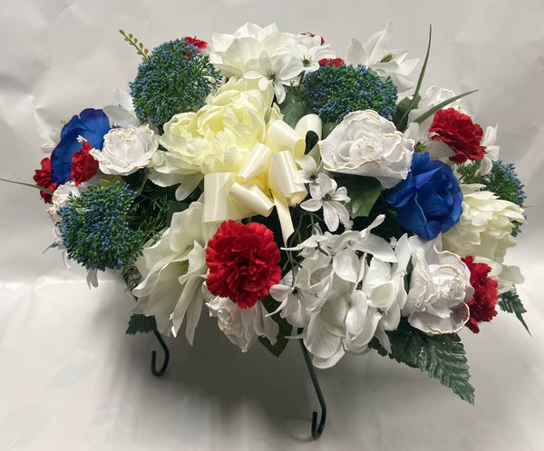 Artificial Stone Saddle - White, Blue and Red