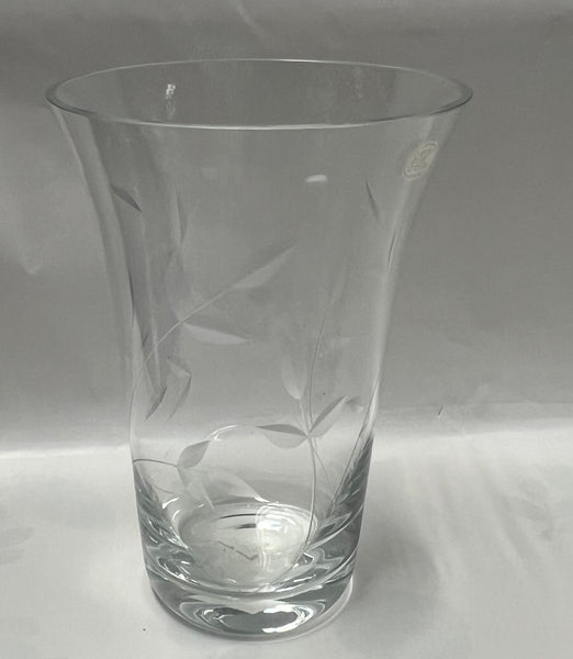 Leaf Etched Glass Vase