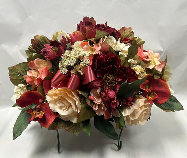Artificial Stone Saddle - Ivory, Burgundy, Peach, Burnt Orange and Olive Green