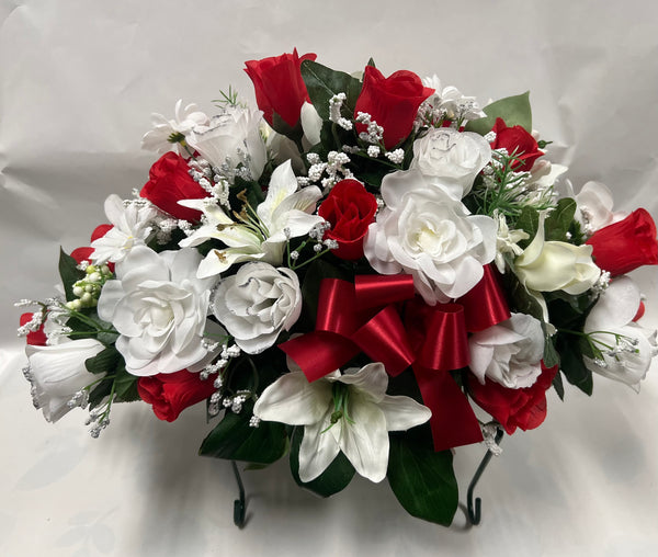 Artificial Stone Saddle- Red and White