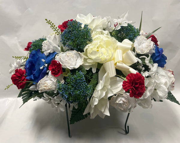 Artificial Stone Saddle - White, Blue and Red