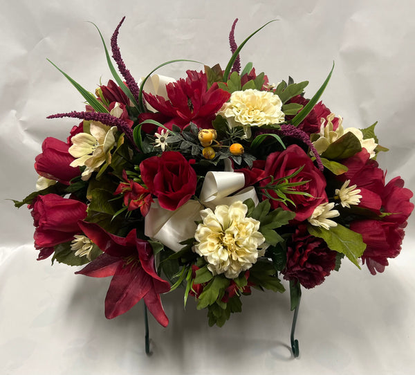 Artificial Stone Saddle - Burgundy and Ivory