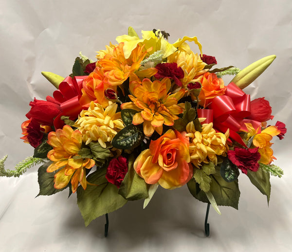 Artificial Stone Saddle- Orange, Red, Yellow and White