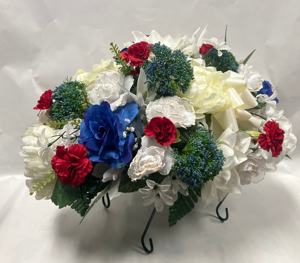 Artificial Stone Saddle - White, Blue and Red