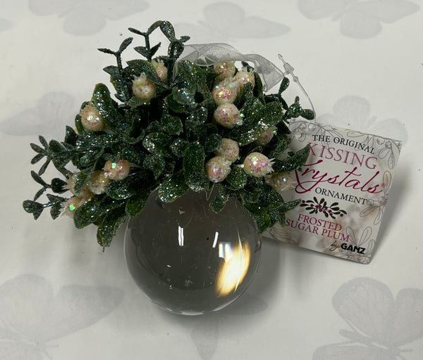 Kissing Krystal -Mistletoe Ornament- Frosted Sugar Plum -Ball