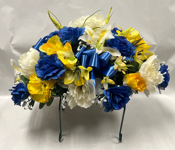 Artificial Stone Saddle -Royal Blue, Yellow and Cream
