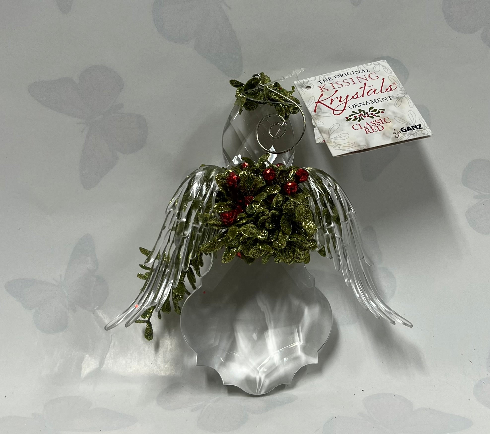 Kissing Krystals -Mini Angel Ornament -Classic Red