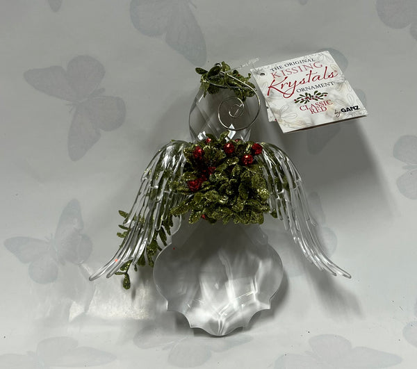 Kissing Krystals -Mini Angel Ornament -Classic Red