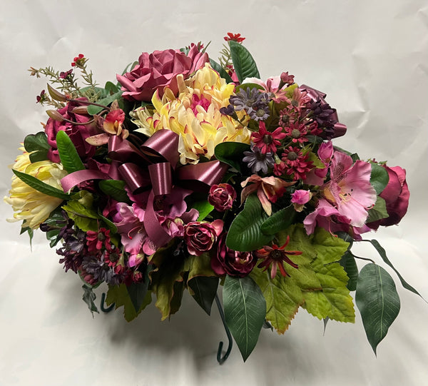 Artificial Stone Saddle -Burgundy, Fuchsia, Cream/ Yellow and Dusty Rose