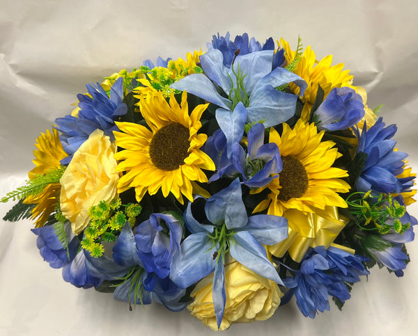 Artificial Stone Saddle - Royal Blue, Light Blue and Yellow