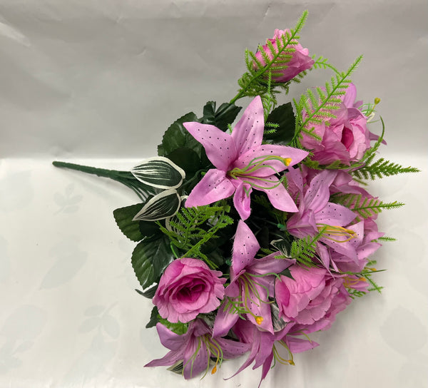 Artificial Rose/ Lily Bush -Mauve