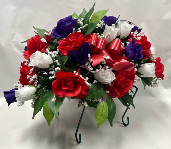 Artificial Stone Saddle -Red, White and Dark Purple