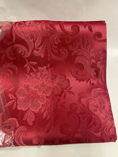 Table Cloth- Floral- Claret (Burgundy)- Scalloped Edge