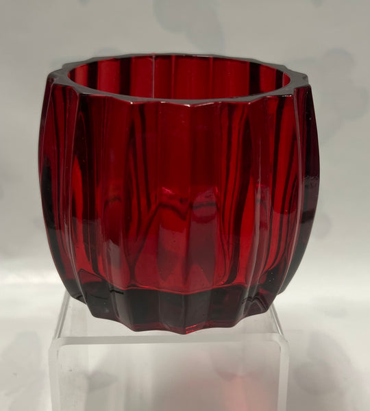 Red Glass Candle Holder