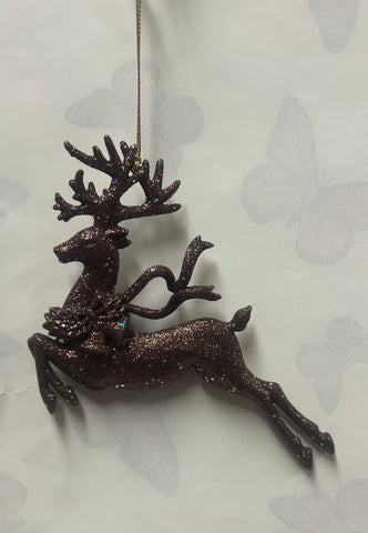 Burgundy Glitter Deer Tree Ornament