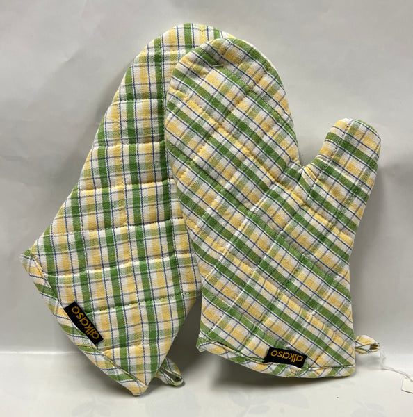 Oven Mitts - Green/ Yellow Plaid