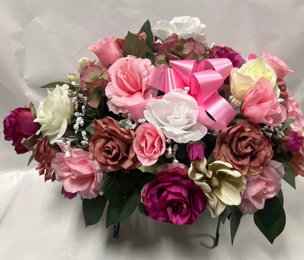 Artificial Stone Saddle - Light Pink, Fuchsia, Cream, White and Dusty Rose