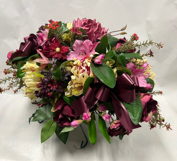 Artificial Stone Saddle -Burgundy, Fuchsia, Cream/ Yellow and Dusty Rose