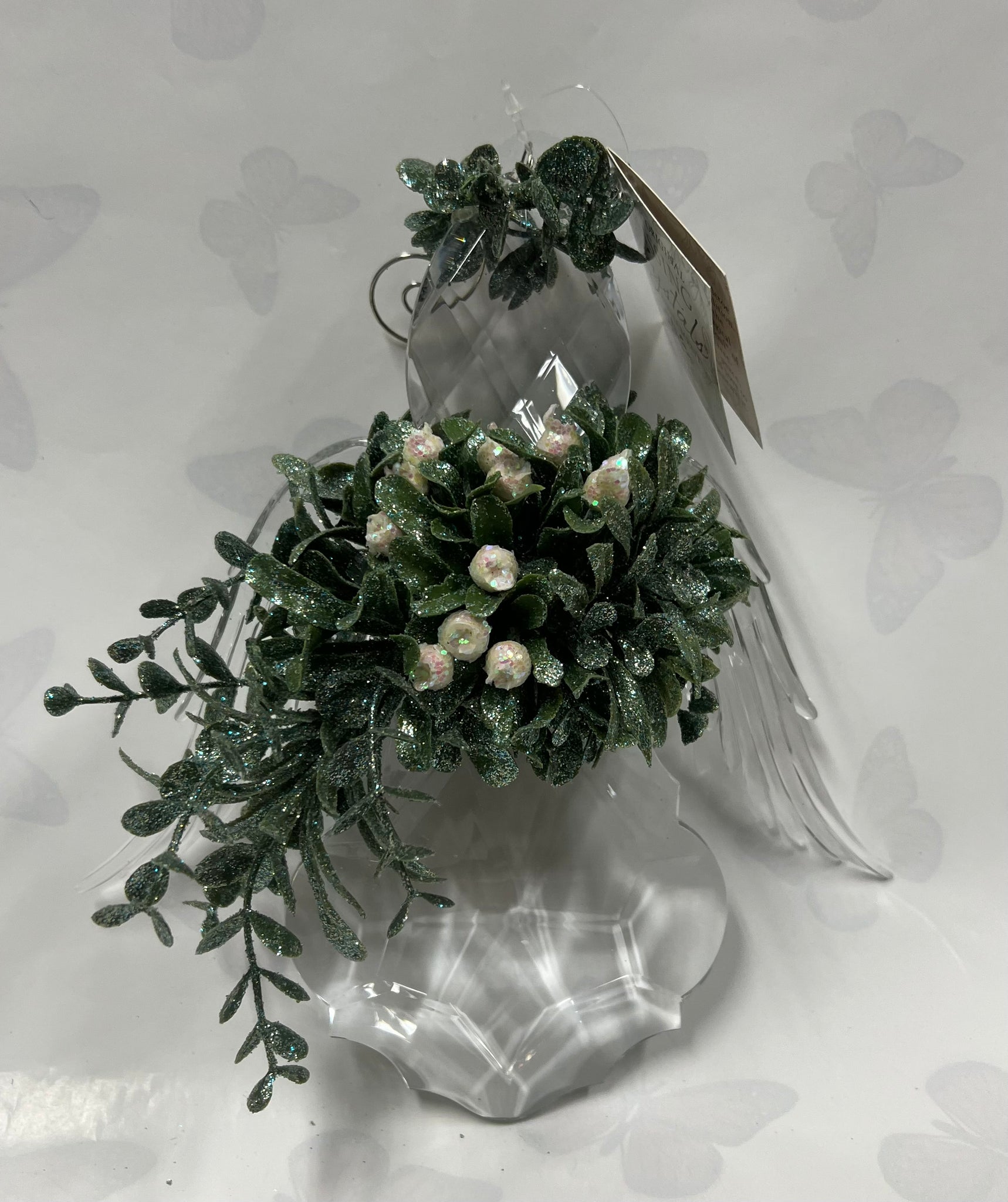 Kissing Krystals -Large Angel Ornament -White Pearl