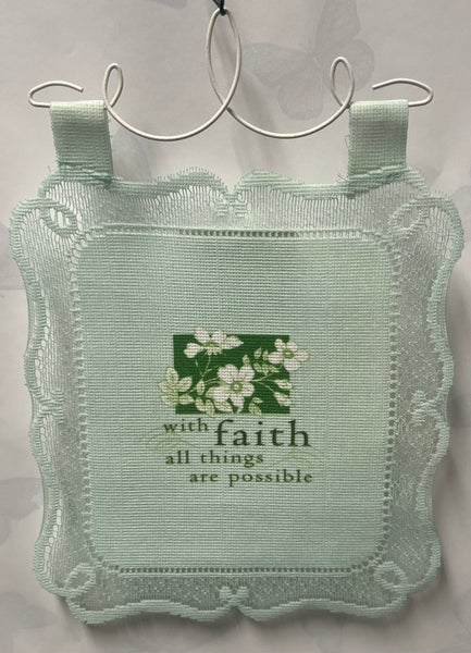 With Faith -Small Lace Wall Hanging