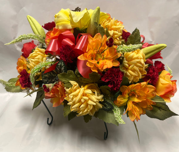 Artificial Stone Saddle- Orange, Red, Yellow and White